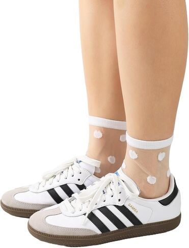 جوارب شبكية شفافة للنساء، دانتيل منقط شفاف من خلال أحذية نايلون شفافة، جوارب صيفية رفيعة 4 أزواج in Kuwait