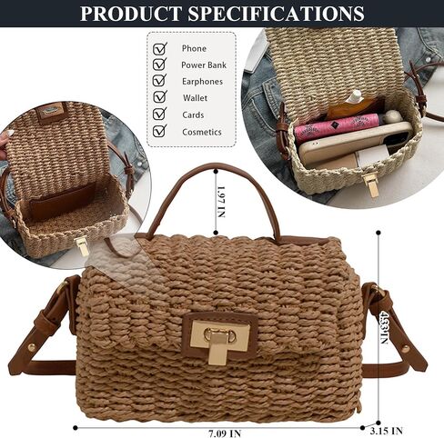 Straw Purses Summer Crossbody Bags for Women Small Straw Beach Bag Vacation Purse in Saudi Arabia