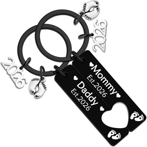 2PCs New Parents Gifts for Couples 2026 Mom And Dad To Be Keychain 2026 Gender Reveal Gifts First Time New Dad And Mom Gift Unique Pregnancy Announcement Gift Ideas in Kuwait