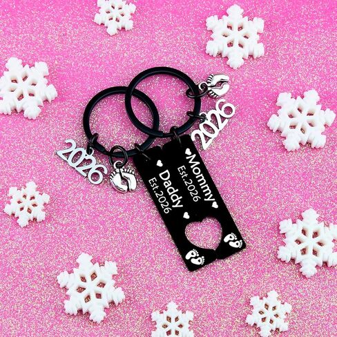 2PCs New Parents Gifts for Couples 2026 Mom And Dad To Be Keychain 2026 Gender Reveal Gifts First Time New Dad And Mom Gift Unique Pregnancy Announcement Gift Ideas in Kuwait