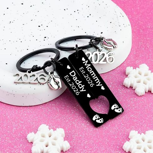 2PCs New Parents Gifts for Couples 2026 Mom And Dad To Be Keychain 2026 Gender Reveal Gifts First Time New Dad And Mom Gift Unique Pregnancy Announcement Gift Ideas in Kuwait