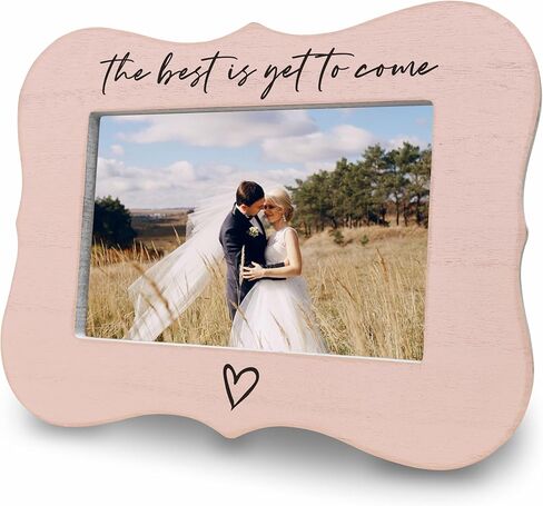 Our Happily Ever After Wedding Frame For 4 x 6" Photos - Wedding Gifts White Wooden Photo Frame - Engagement Gifts For Newlyweds Couples Bride and Groom Just Married Honeymoon Supplies & Decor - C08 in Kuwait