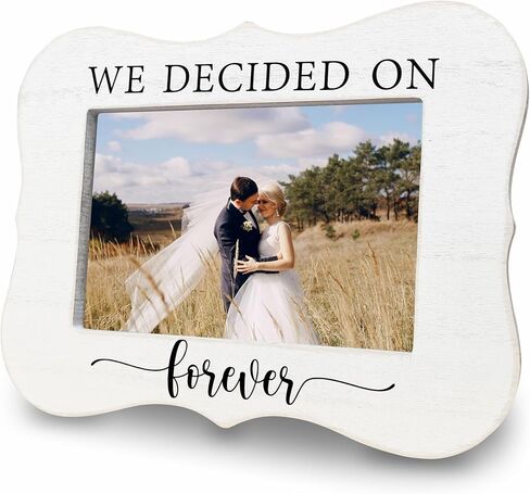 إطار الزفاف الخاص بنا Happily Ever After لصور مقاس 4 × 6 بوصات - هدايا الزفاف إطار صور خشبي أبيض - هدايا الخطوبة للعروسين الجدد، العروس والعريس المتزوجين للتو، لوازم وديكور شهر العسل - C08 in Kuwait