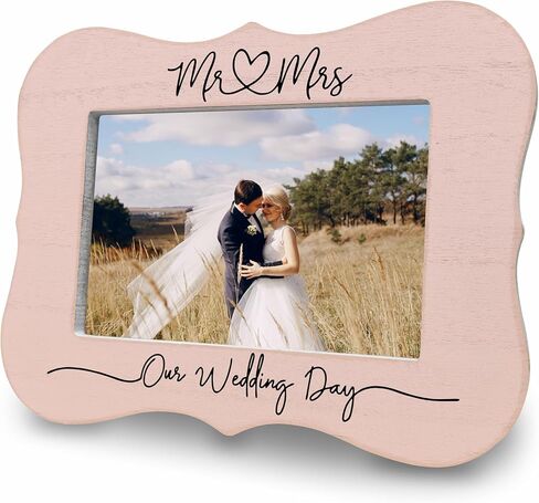 إطار الزفاف الخاص بنا Happily Ever After لصور مقاس 4 × 6 بوصات - هدايا الزفاف إطار صور خشبي أبيض - هدايا الخطوبة للعروسين الجدد، العروس والعريس المتزوجين للتو، لوازم وديكور شهر العسل - C08 in Kuwait