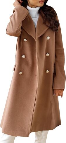 BOFETA Women Solid Color Long Sleeve Coat Lapel Collar Button Down Coats Casual Vacation Slim Jackets with Pockets in Saudi Arabia