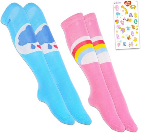 Care Bears Socks for Women Set - Bundle with 2 Pairs of Care Bears Socks Size 4-10 Plus Stickers for Teens | Care Bears Apparel for Women in Saudi Arabia