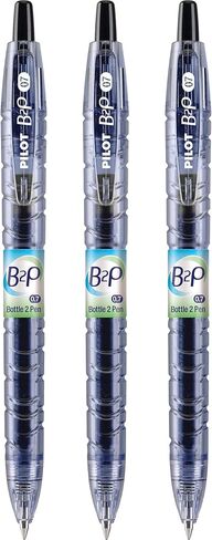 Pilot Bottle-2-Pen (B2P) Retractable Premium Gel Roller Pens Made from Recycled Bottles (3 Count) Fine Point, Black G2 Gel Ink, Refillable, Comfortable Grip (31607) in Saudi Arabia