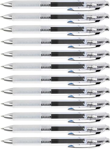 قلم جل سائل Pentel EnerGel ICE، طرف معدني 0.7 مم، حبر أسود، 12 قطعة in Kuwait