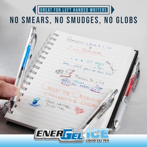 قلم جل سائل Pentel EnerGel ICE، طرف معدني 0.7 مم، حبر أسود، 12 قطعة in Kuwait