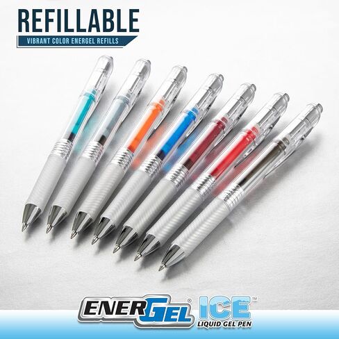 قلم جل سائل Pentel EnerGel ICE، طرف معدني 0.7 مم، حبر أسود، 12 قطعة in Kuwait