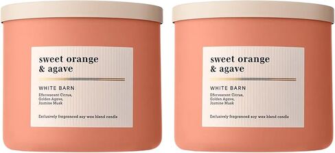Bath & Body Works 3-Wick Candle, Sweet Orange & Agave Citrus Candle, Strong Throw, Long-Lasting Burn Up to 45 Hours, Exclusively Fragranced Soy Wax Blend, 14.5 oz - 2 Pack in Saudi Arabia