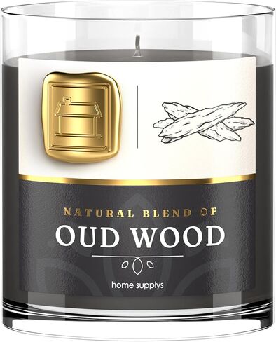 Large Oud Candle - Candle Gift for Women & Men with Lid - (280g/60hr) Long Burn Time with Oud, Rose, Bamboo & Eucalyptus - Organic & Vegan Scented - Relaxation, Aromatherapy & Wellness in Saudi Arabia