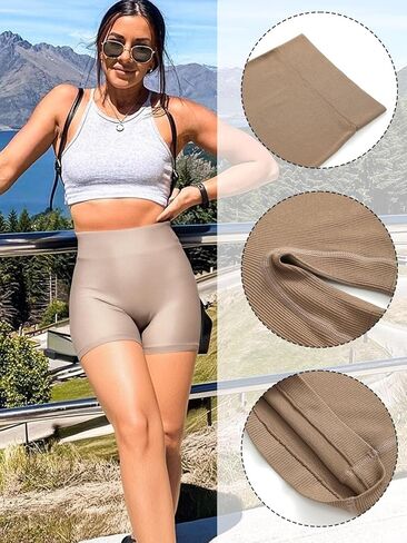 Women's Workout Shorts, Seamless High Waist Solid Color Ribbed Yoga Shorts, Stretchy Athletic Shorts for Yoga in Saudi Arabia