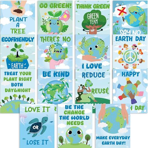 15Pcs Earth Day Posters World Environmental Day Classroom Decorations Happy Earth Day Poster Environmental Awareness Art Print Decor for Kindergarten School Office Educational Supplies 13.9X 11Inch in Saudi Arabia
