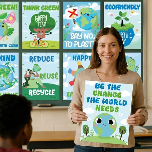 15Pcs Earth Day Posters World Environmental Day Classroom Decorations Happy Earth Day Poster Environmental Awareness Art Print Decor for Kindergarten School Office Educational Supplies 13.9X 11Inch in Saudi Arabia