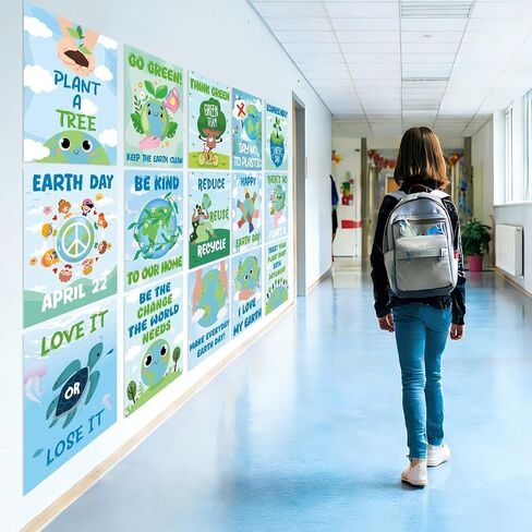 15Pcs Earth Day Posters World Environmental Day Classroom Decorations Happy Earth Day Poster Environmental Awareness Art Print Decor for Kindergarten School Office Educational Supplies 13.9X 11Inch in Saudi Arabia