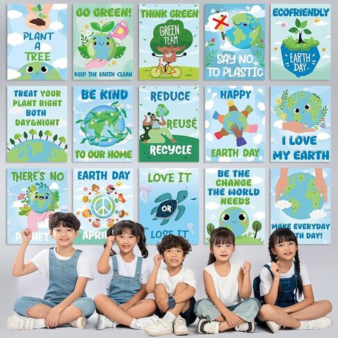 15Pcs Earth Day Posters World Environmental Day Classroom Decorations Happy Earth Day Poster Environmental Awareness Art Print Decor for Kindergarten School Office Educational Supplies 13.9X 11Inch in Saudi Arabia