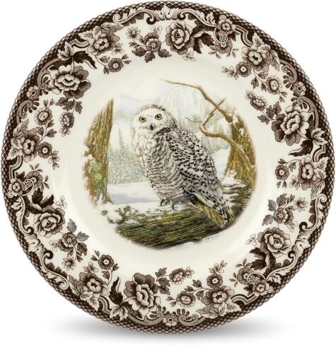 Spode Woodland Salad Plate, Birds of Prey, 8" Fine Dinnerware| Made in England | Ideal Hunting Cabin Décor | Microwave and Dishwasher Safe (Snowy Owl) in Saudi Arabia