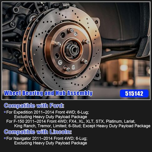 515142 Front Wheel Bearing and Hub Assembly Fit for Ford F-150 Expedition 2011–2014, for Lincoln Navigator 2011–2014, 4WD, 6-Lug w/ABS in Kuwait