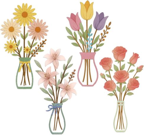twinklemon 4PCS Metal Flower Wall Art Rustic Farmhouse Floral Wall Decor Modern Minimalism Walls Hanging Sculptures Boho Home Decorations for Bedroom Bathroom Living Room Dining Room in Saudi Arabia