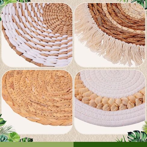 Xuhal 15 Pack Boho Wall Basket Set Artificial Plants Handmade Hanging Woven Baskets Wall Decor Fake Monstera Leaves Vines Seagrass Rattan Wicker Boho Decor Art for Farmhouse Kitchen Room Bedroom in Saudi Arabia