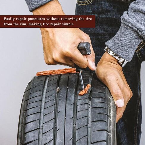 50 PCS Tire Repair Strings, 4" × 1/4" Auto Tire Plug Insert String Self Vulcanizing Strips Kit, Heavy Duty Rubber Repair Plugs for Car Truck Motorcycle Tubeless Tires in Saudi Arabia