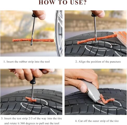 50 PCS Tire Repair Strings, 4" × 1/4" Auto Tire Plug Insert String Self Vulcanizing Strips Kit, Heavy Duty Rubber Repair Plugs for Car Truck Motorcycle Tubeless Tires in Saudi Arabia