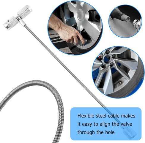 Tire Repair Valve Stem Tool,3 in 1 Steel Valve Stem Puller Fishing Tool with Non-Slip Handle,Universal Valves Stems Installation Tools Car Accessories as Emergency Roadside Kit in Kuwait