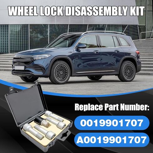 Wheel Lock Bolt Nut Set M14 X 1.5 X 45 Compatible with Mercedes-Benz AMG C300 E300 E350 S450 GLC300 CLS450 C43 C63 GLC43 S63 S65 G M R,301 Pattern Rim Anti Theft Lug Nuts Replace 0019901707 in Kuwait