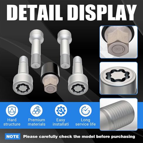 Wheel Lock Bolt Nut Set M14 X 1.5 X 45 Compatible with Mercedes-Benz AMG C300 E300 E350 S450 GLC300 CLS450 C43 C63 GLC43 S63 S65 G M R,301 Pattern Rim Anti Theft Lug Nuts Replace 0019901707 in Kuwait