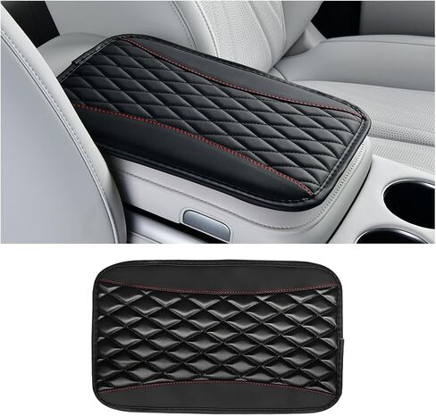 Car Center Console Cover, PU Leather Waterproof Vehicle Armrest Seat Box Protector, Automotive Interior Arm Rest Cushion Protection Accessories, Universal for SUV Sedan Truck (Black/Purple) in Saudi Arabia
