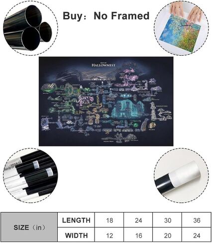 Zapeeitt Hollow Knight Map Game Poster Printing Canvas Art And Wall Decoration Modern Home Living Room Children's Room Bedroom Office Decoration 12x08inch(30x20cm) Unframe-style in Saudi Arabia