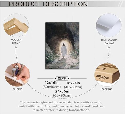 Jesus Resurrection Canvas Wall Art Jesus Walking Out Tomb Wall Decor Painting Easter Christian Uplifting Spiritual Resurrection Poster for Church living room Home Decortion 12x16in Ready to Hang in Saudi Arabia