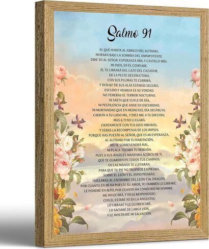 Framed Spanish Samlo 91 Flower Canvas Wall Art Inspirational Bible Verse Poster Print Artwork Vintage Christian Art Poster Painting Picture Wall Decor for Home Church Bedroom Decor Home Decoration in Saudi Arabia