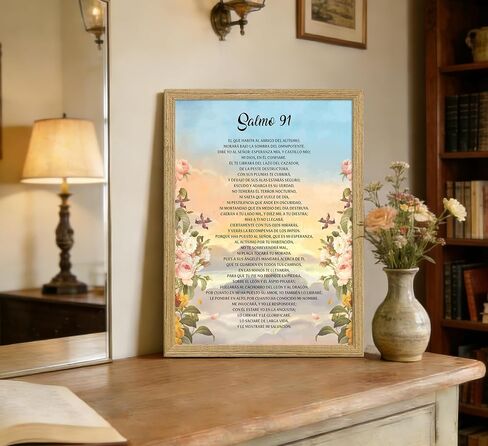 Framed Spanish Samlo 91 Flower Canvas Wall Art Inspirational Bible Verse Poster Print Artwork Vintage Christian Art Poster Painting Picture Wall Decor for Home Church Bedroom Decor Home Decoration in Saudi Arabia