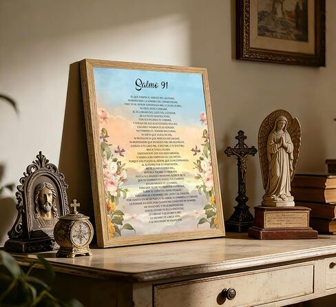Framed Spanish Samlo 91 Flower Canvas Wall Art Inspirational Bible Verse Poster Print Artwork Vintage Christian Art Poster Painting Picture Wall Decor for Home Church Bedroom Decor Home Decoration in Saudi Arabia
