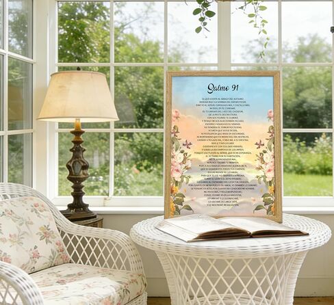 Framed Spanish Samlo 91 Flower Canvas Wall Art Inspirational Bible Verse Poster Print Artwork Vintage Christian Art Poster Painting Picture Wall Decor for Home Church Bedroom Decor Home Decoration in Saudi Arabia