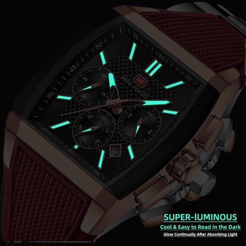 MF MINI FOCUS Men's Watch Analog Fashion Wrist Watch, Tonneau Watch for Men with Chronograph,Ideal for Sports Enthusiasts and Daily Wear in Saudi Arabia