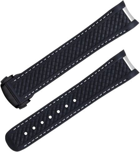 Curved End Fluorous Rubber for Omega strap Seamaster 300 AQUA TERRA AT150 8900 Watch Soft strap Men Replacement in Kuwait