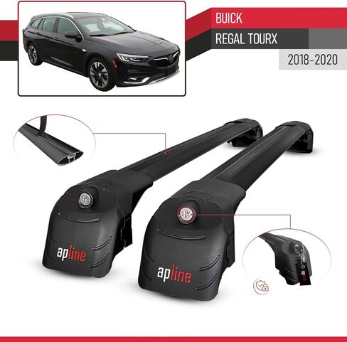 متوافق مع Buick Regal TourX 2018-2020 ACE-2 رف سقف السيارة شريط متقاطع من الألومنيوم الأسود 2 بار in Saudi Arabia