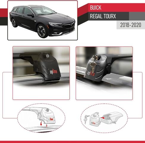 متوافق مع Buick Regal TourX 2018-2020 ACE-2 رف سقف السيارة شريط متقاطع من الألومنيوم الأسود 2 بار in Saudi Arabia