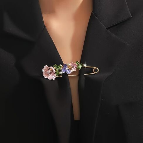 3pcs Bohemian Rhinestone Crystal Flower Decorative Pins Brooch Clip Clasp Safety Pin for Clothing Scarves Shawl Buttons in Saudi Arabia