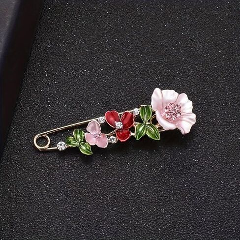 3pcs Bohemian Rhinestone Crystal Flower Decorative Pins Brooch Clip Clasp Safety Pin for Clothing Scarves Shawl Buttons in Saudi Arabia