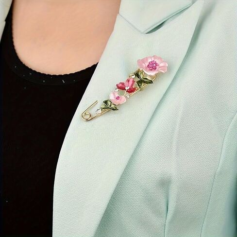 3pcs Bohemian Rhinestone Crystal Flower Decorative Pins Brooch Clip Clasp Safety Pin for Clothing Scarves Shawl Buttons in Saudi Arabia