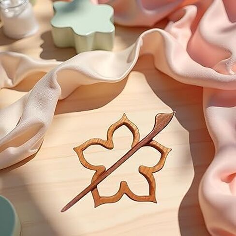 بروش على شكل زهرة الأقحوان الخشبية، مشبك وشاح مزخرف، دبوس بروش لطيف للسيدات والفتيات in Kuwait