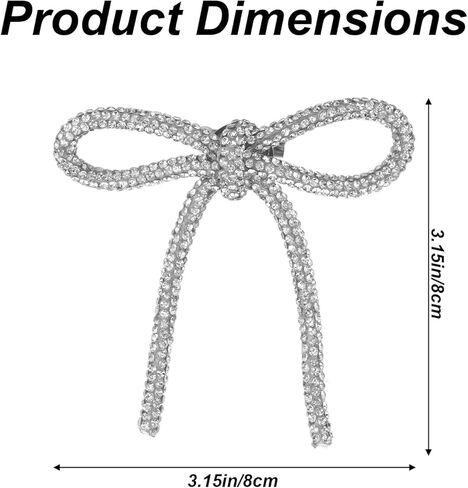 4pcs Rhinestone Bow Pin, Delicate Chic Silver-Colored Rhinestone Bow Brooch Pin for Women Hats Dress Suit Shirt Buttons in Saudi Arabia