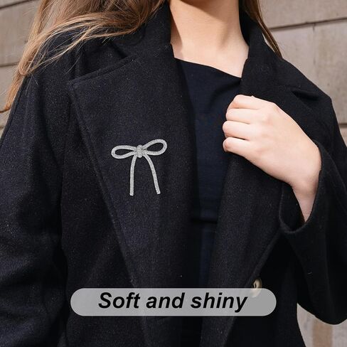 4pcs Rhinestone Bow Pin, Delicate Chic Silver-Colored Rhinestone Bow Brooch Pin for Women Hats Dress Suit Shirt Buttons in Saudi Arabia