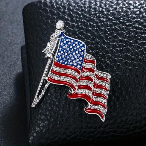 2 قطعة USA العلم التلبيب دبوس لطيف حجر الراين اللوحة النفط المينا بروش كريستال سارية العلم حقيبة الملابس مجوهرات الأزياء شارة العلم الأمريكي in Saudi Arabia