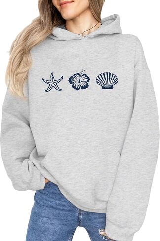 Women Hibiscus Flower Puff Print Hoodie Preppy Cute Graphic Sweatshirts Aesthetic Hoodies Hawaii Floral Pullover Top in Kuwait