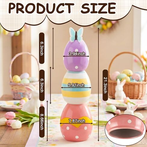 Wesiti 21.3'' Large Stacked Easter Eggs Outdoor Decorations Giant Resin Egg Figurine for Front Porch Jumbo Easter Egg for Home Kitchen Farmhouse Party Decor in Saudi Arabia